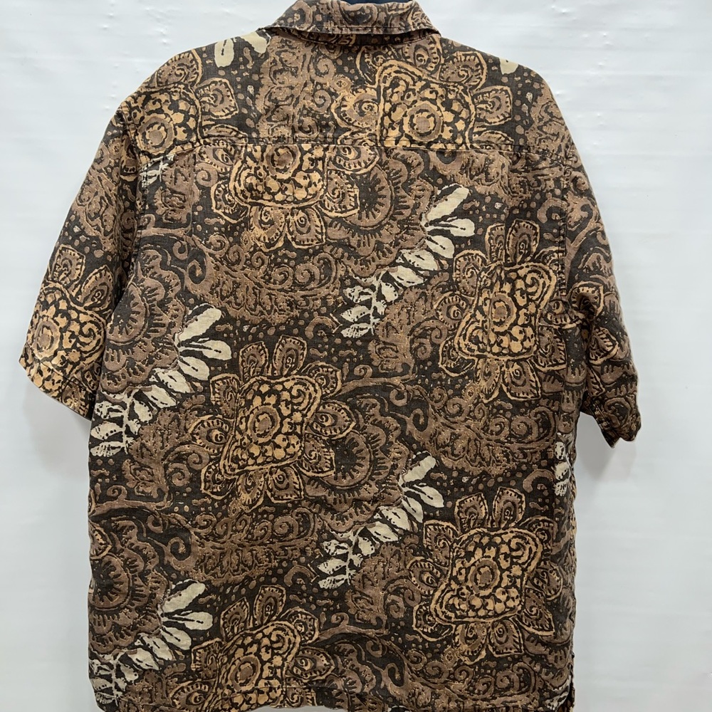 Caribbean Shirt Mens Large Multicolor Short Sleeve 100% Linen Pocke - Picture 2 of 16